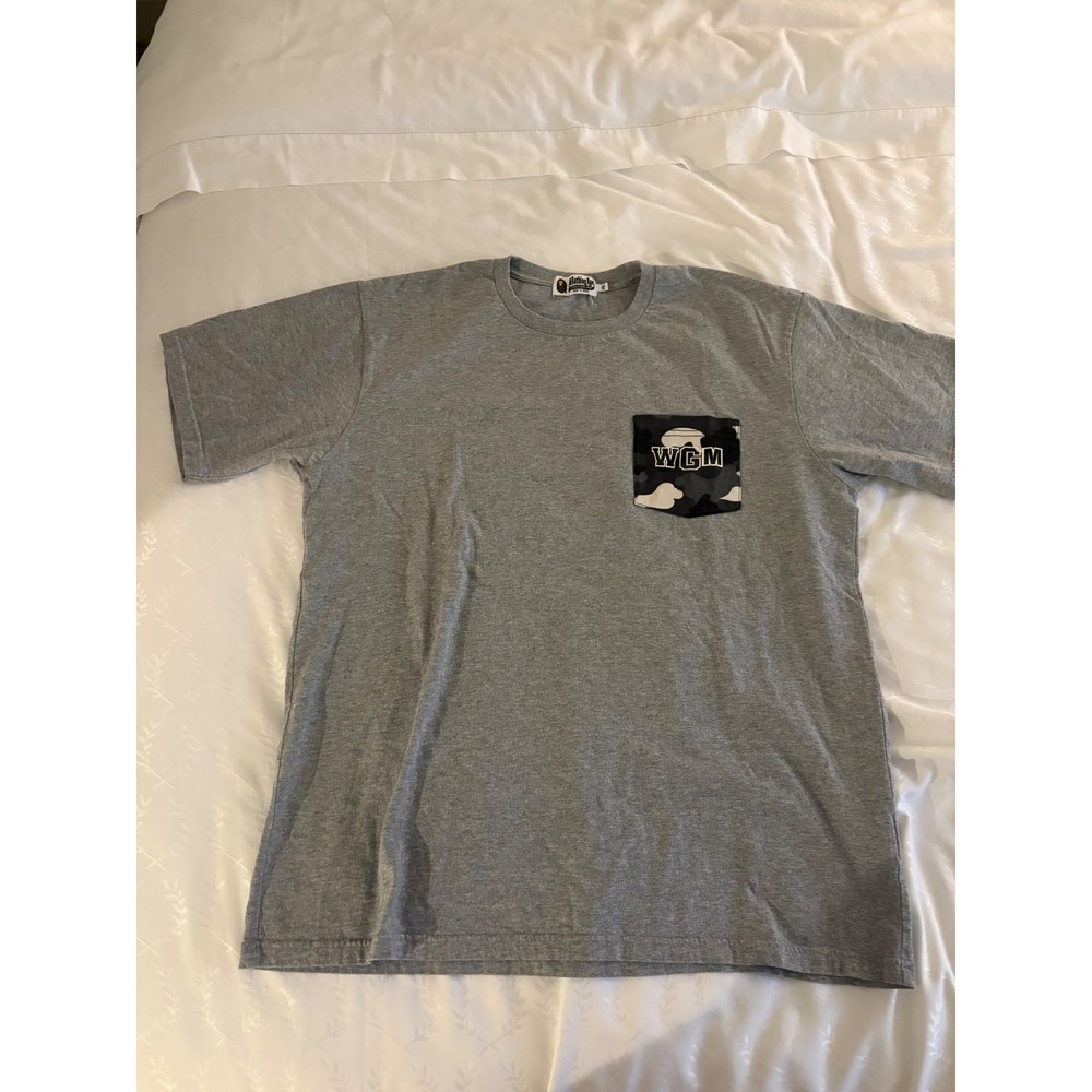 A Bathing Ape BAPE WGM Shark Face Camo Pocket T-Shirt Gray 2XL 001CSE701019X